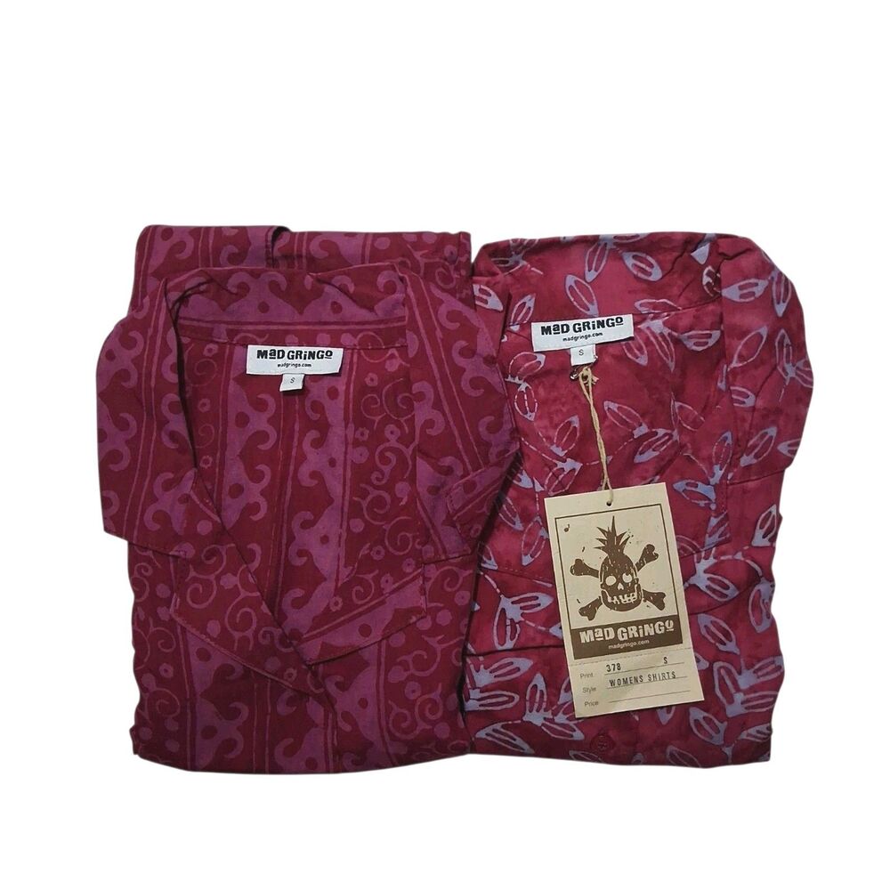 Mad Gringo Women's Lot Of 2 Small Hawaiian Shirts NEW WITH TAGS Button Up